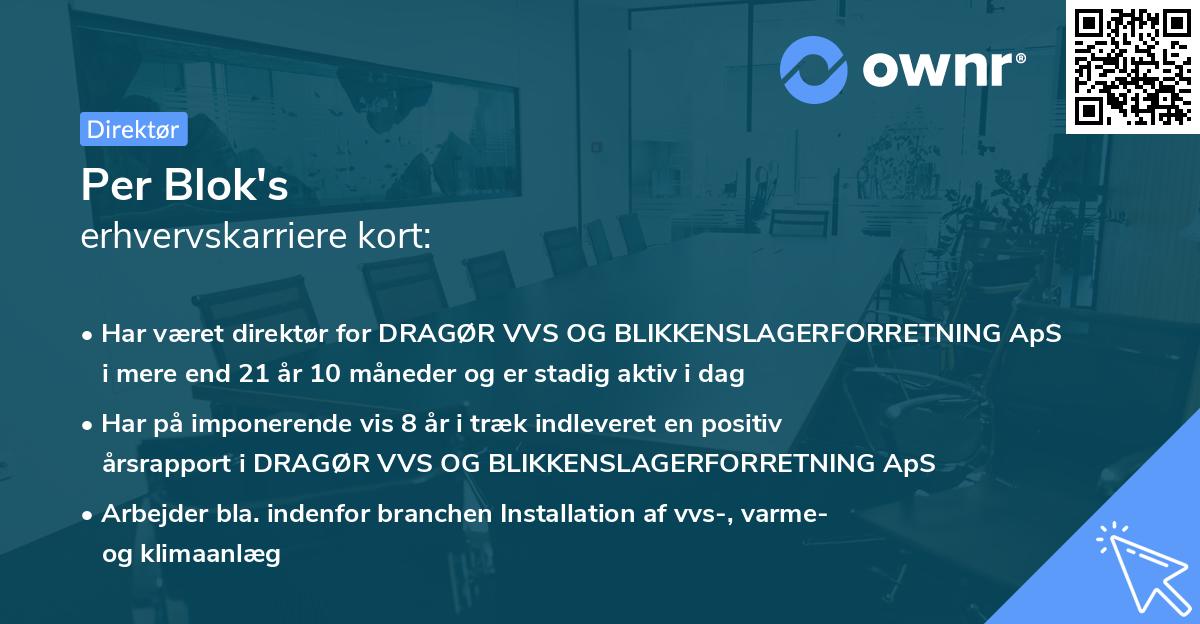 Per Blok's erhvervskarriere kort