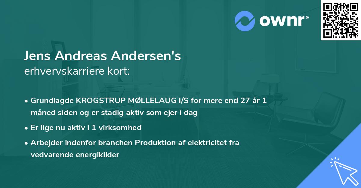 Jens Andreas Andersen's erhvervskarriere kort