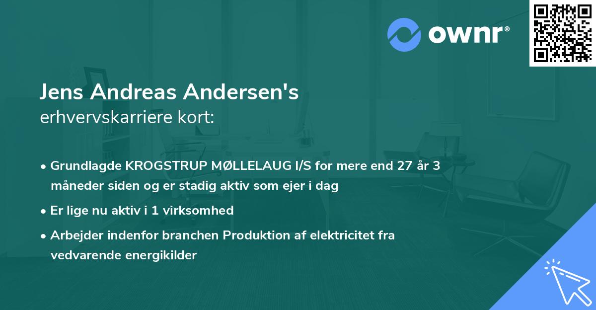 Jens Andreas Andersen's erhvervskarriere kort