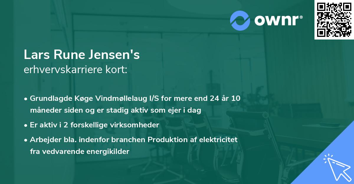 Lars Rune Jensen's erhvervskarriere kort