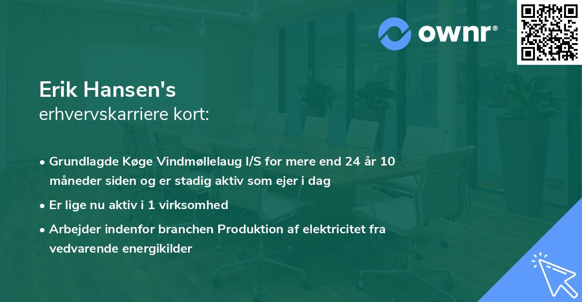 Erik Hansen's erhvervskarriere kort