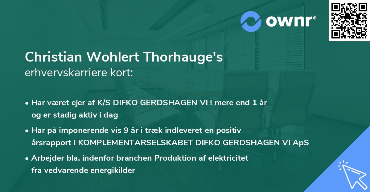 Christian Wohlert Thorhauge's erhvervskarriere kort