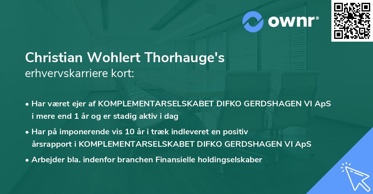 Christian Wohlert Thorhauge's erhvervskarriere kort