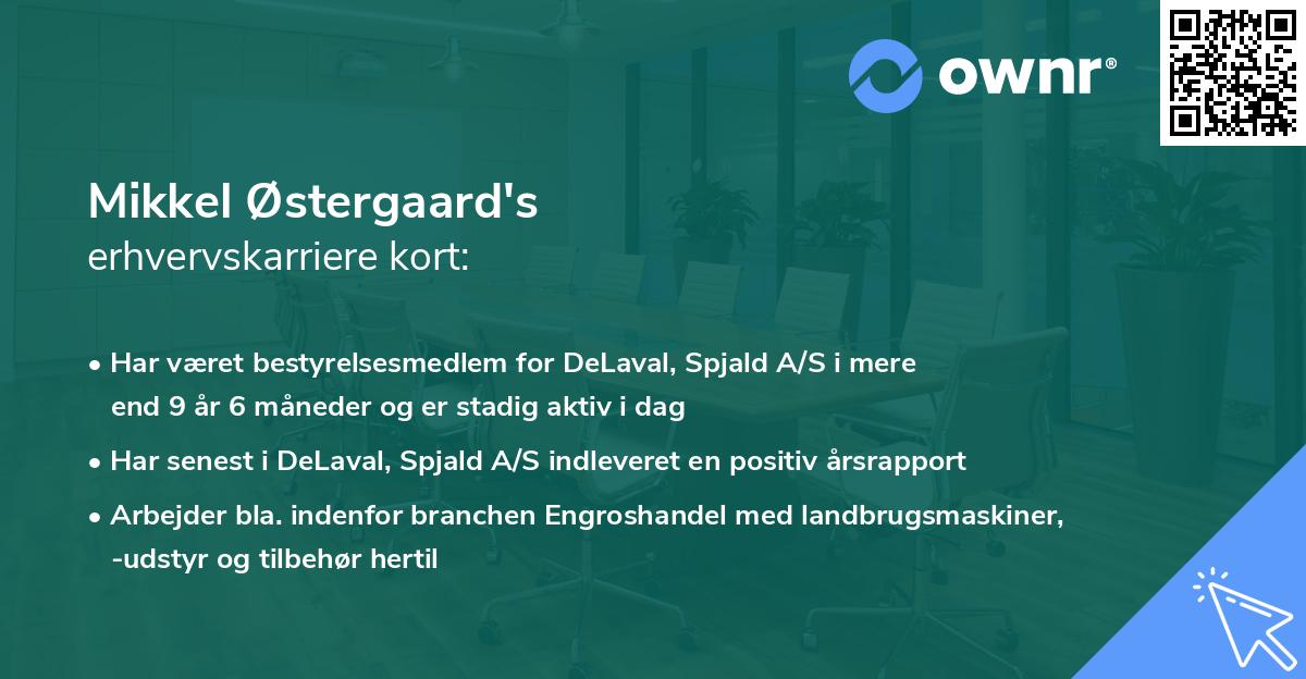 Mikkel Østergaard's erhvervskarriere kort