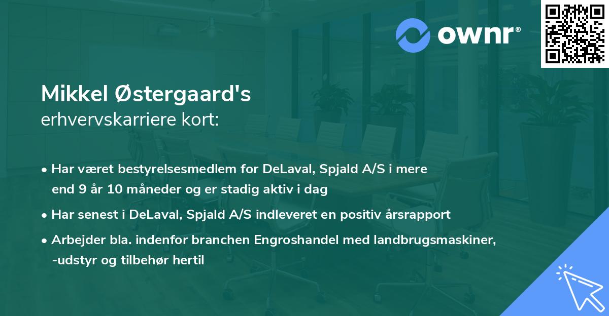 Mikkel Østergaard's erhvervskarriere kort