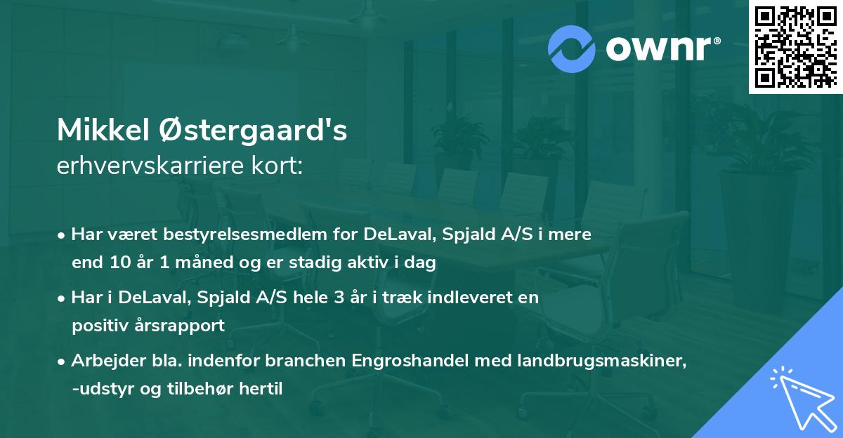 Mikkel Østergaard's erhvervskarriere kort