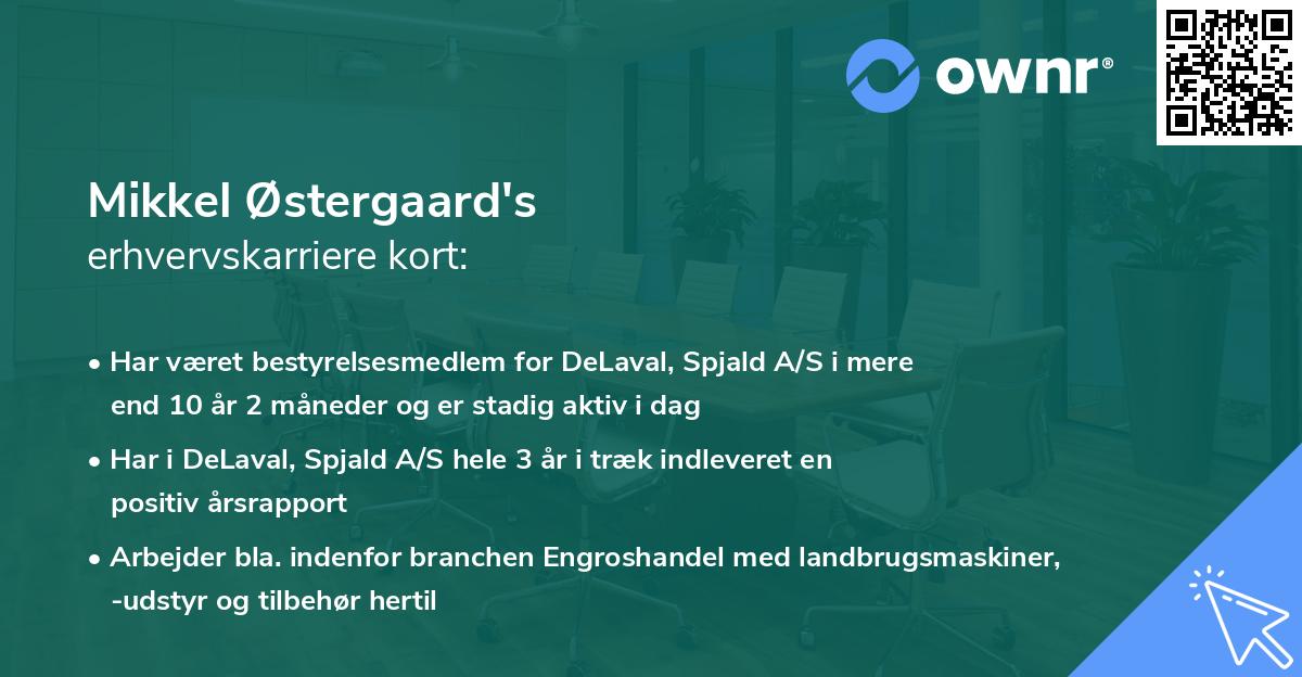 Mikkel Østergaard's erhvervskarriere kort