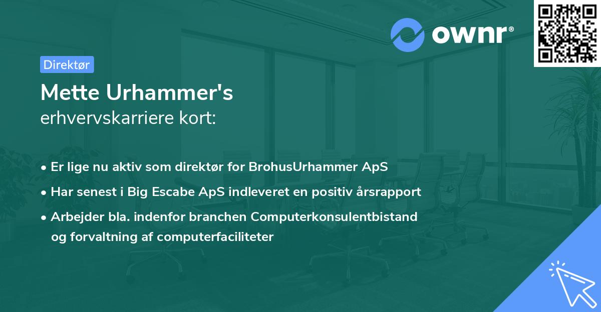 Mette Urhammer's erhvervskarriere kort