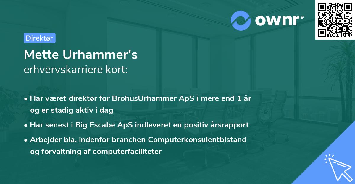 Mette Urhammer's erhvervskarriere kort