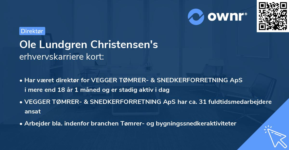 Ole Lundgren Christensen's erhvervskarriere kort