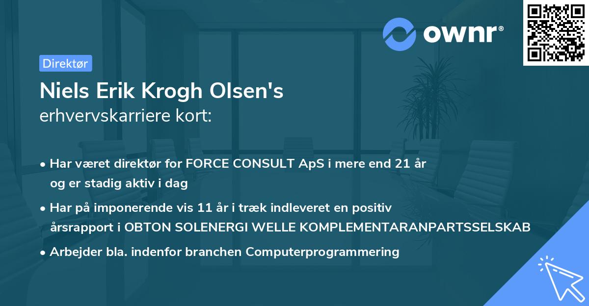 Niels Erik Krogh Olsen's erhvervskarriere kort