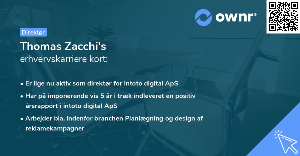 Thomas Zacchi's erhvervskarriere kort