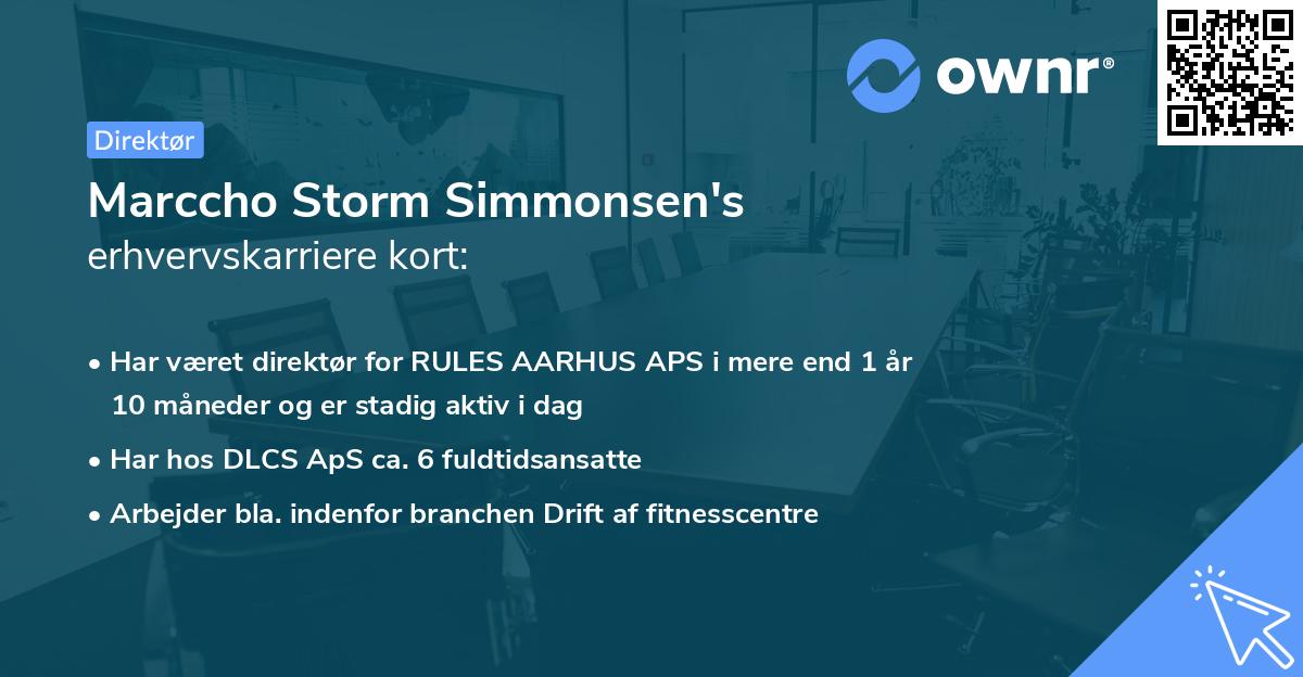 Marccho Storm Simmonsen's erhvervskarriere kort