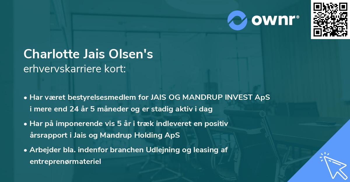 Charlotte Jais Olsen's erhvervskarriere kort