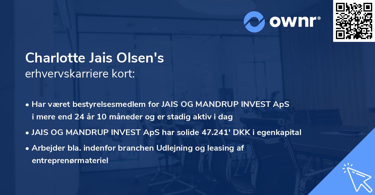Charlotte Jais Olsen's erhvervskarriere kort