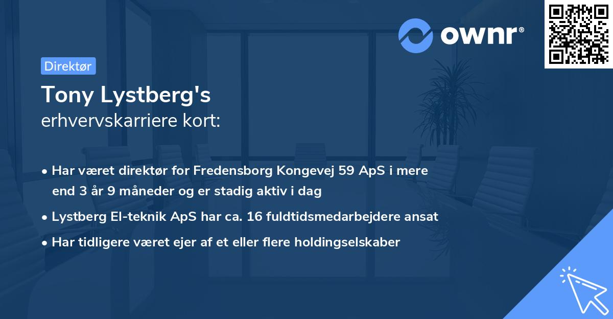 Tony Lystberg's erhvervskarriere kort