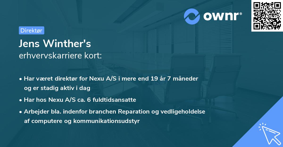 Jens Winther's erhvervskarriere kort