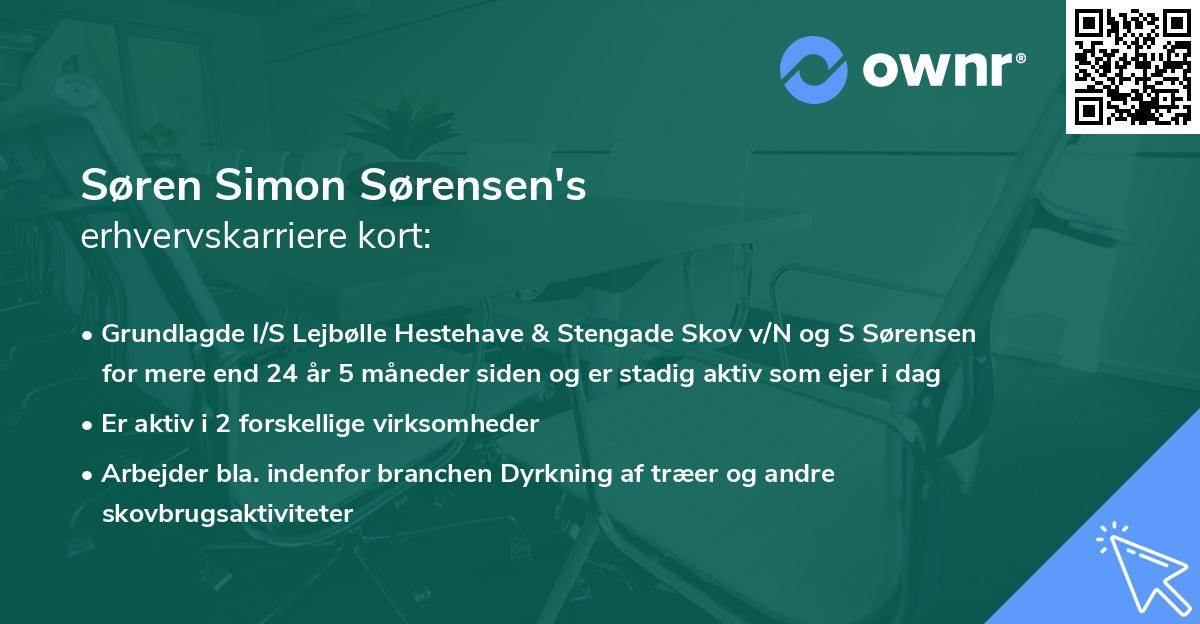 Søren Simon Sørensen's erhvervskarriere kort
