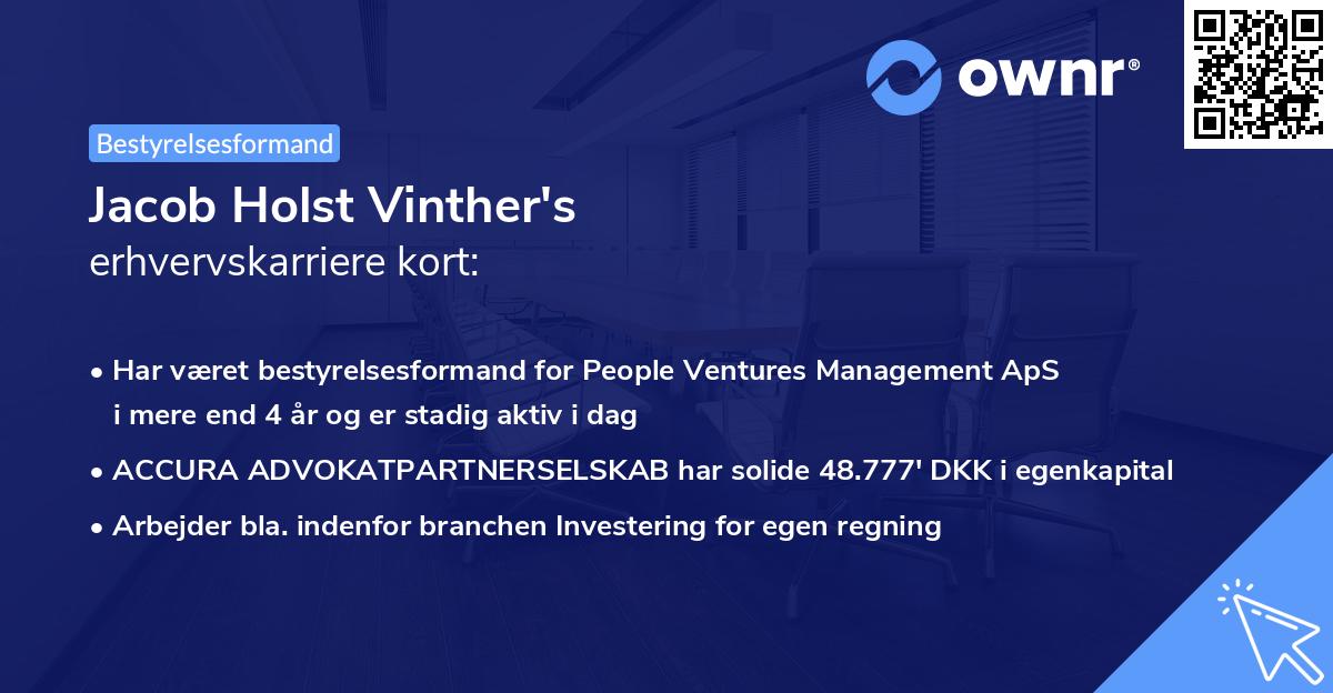 Jacob Holst Vinther's erhvervskarriere kort