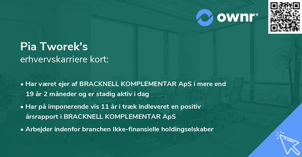 Pia Tworek's erhvervskarriere kort