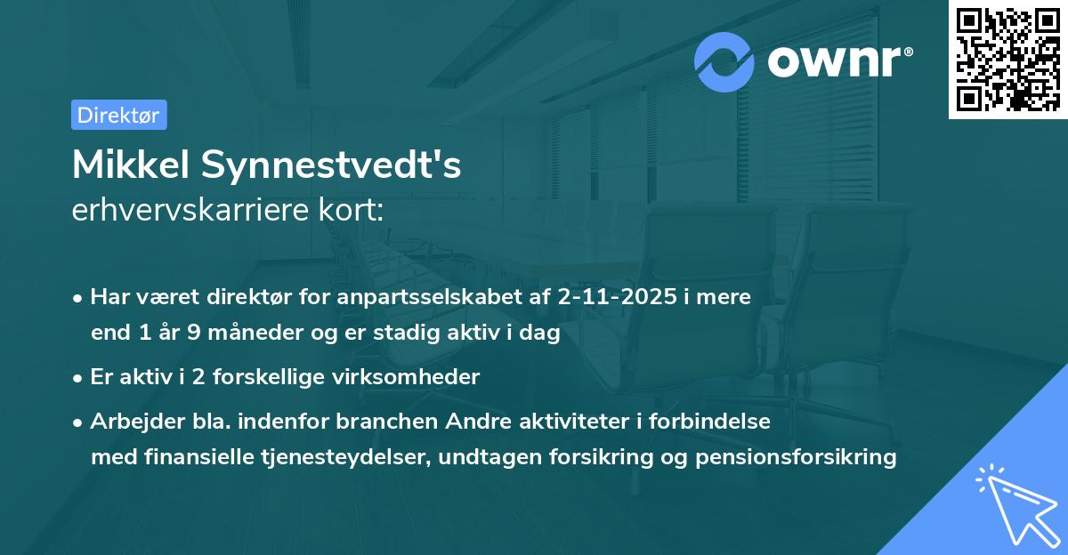 Mikkel Synnestvedt's erhvervskarriere kort