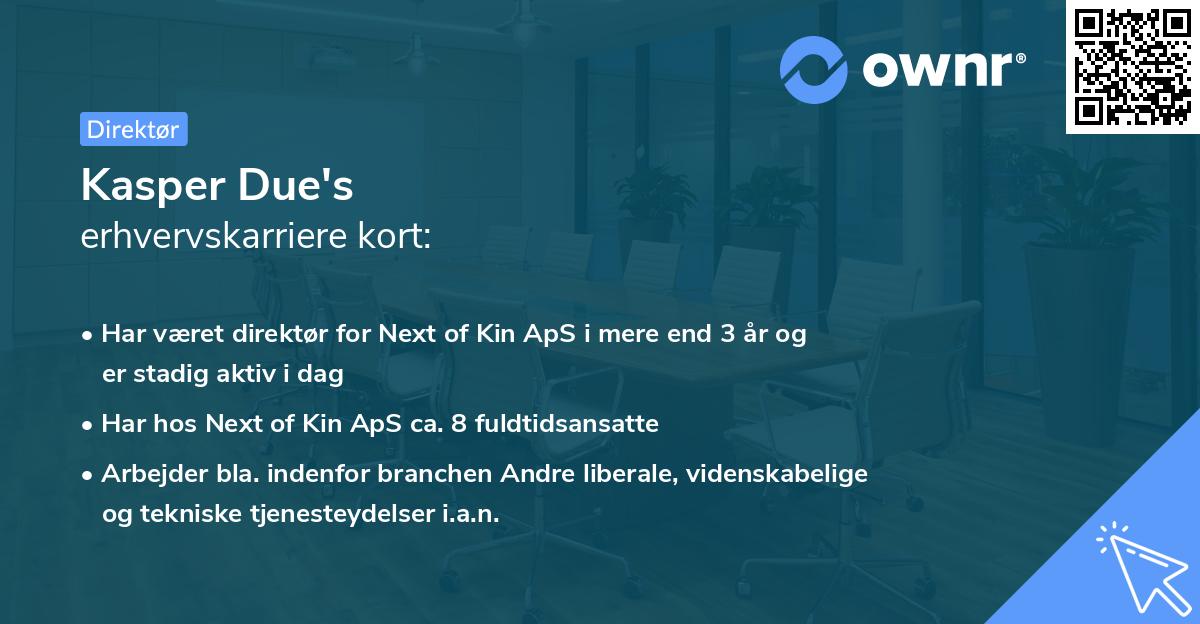 Kasper Due's erhvervskarriere kort