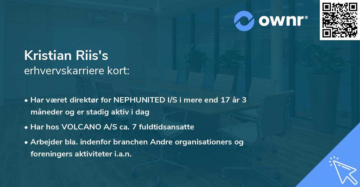 Kristian Riis's erhvervskarriere kort