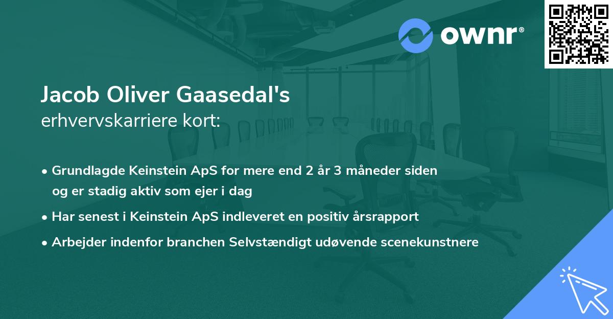 Jacob Oliver Gaasedal's erhvervskarriere kort