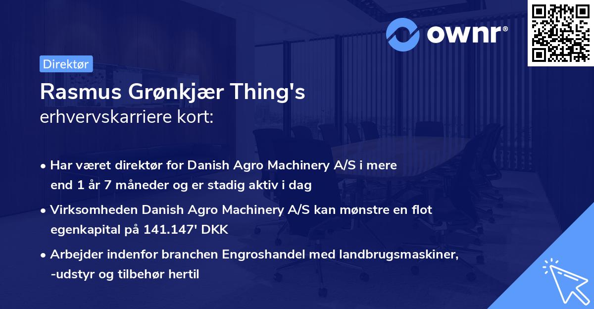 Rasmus Grønkjær Thing's erhvervskarriere kort