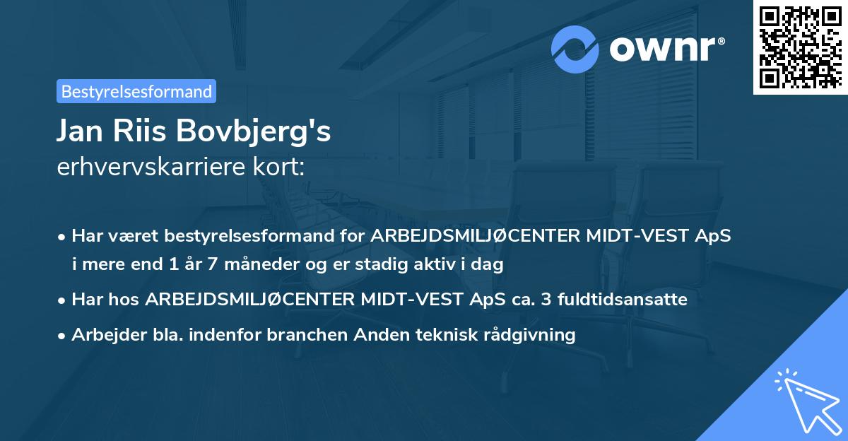 Jan Riis Bovbjerg's erhvervskarriere kort