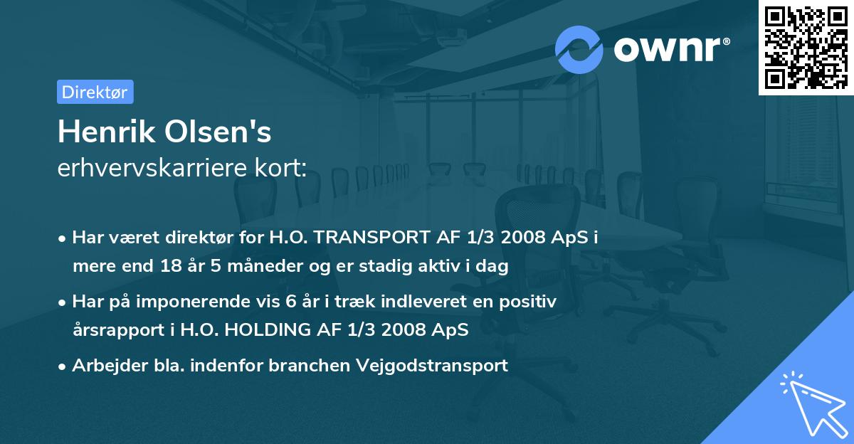 Henrik Olsen's erhvervskarriere kort