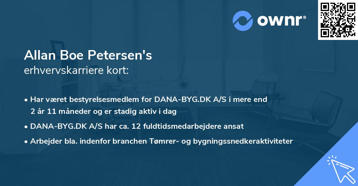Allan Boe Petersen's erhvervskarriere kort