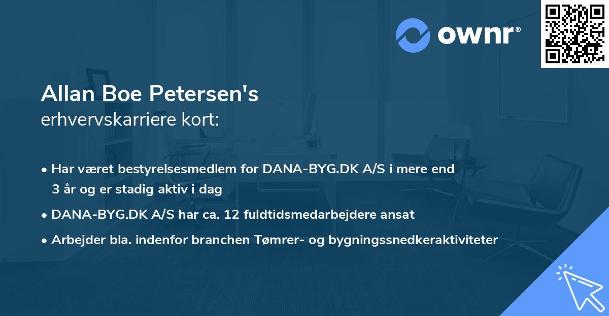 Allan Boe Petersen's erhvervskarriere kort