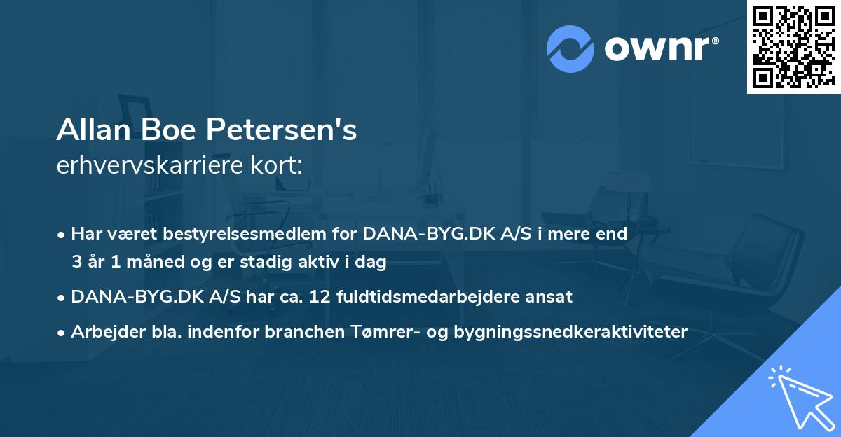 Allan Boe Petersen's erhvervskarriere kort