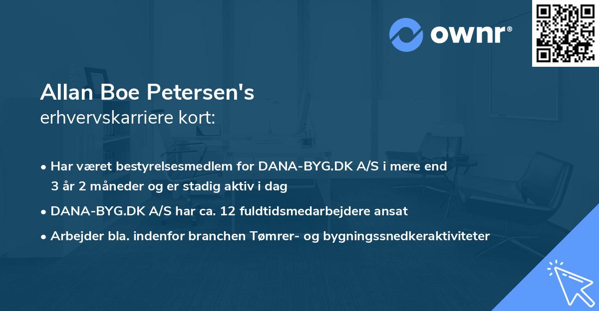 Allan Boe Petersen's erhvervskarriere kort