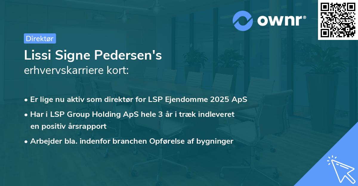Lissi Signe Pedersen's erhvervskarriere kort