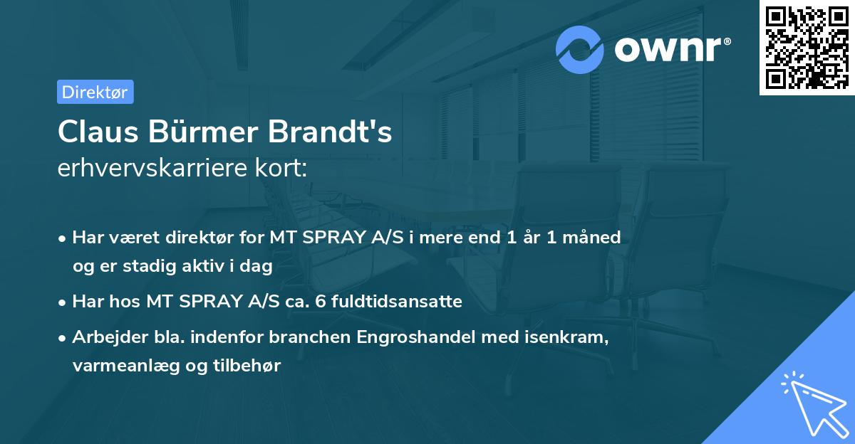 Claus Bürmer Brandt's erhvervskarriere kort