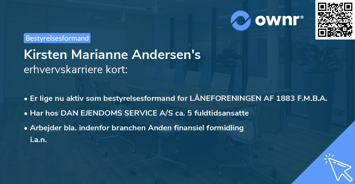 Kirsten Marianne Andersen's erhvervskarriere kort