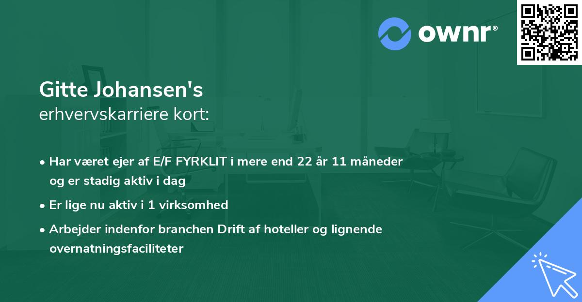 Gitte Johansen's erhvervskarriere kort