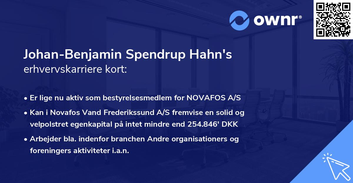 Johan-Benjamin Spendrup Hahn's erhvervskarriere kort