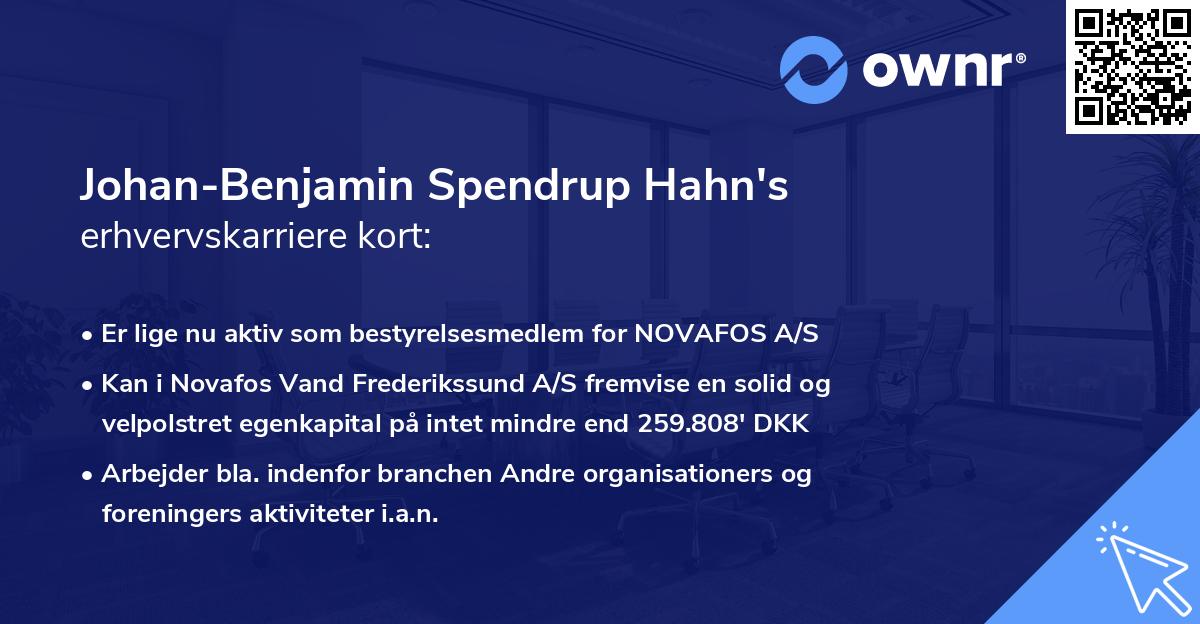Johan-Benjamin Spendrup Hahn's erhvervskarriere kort