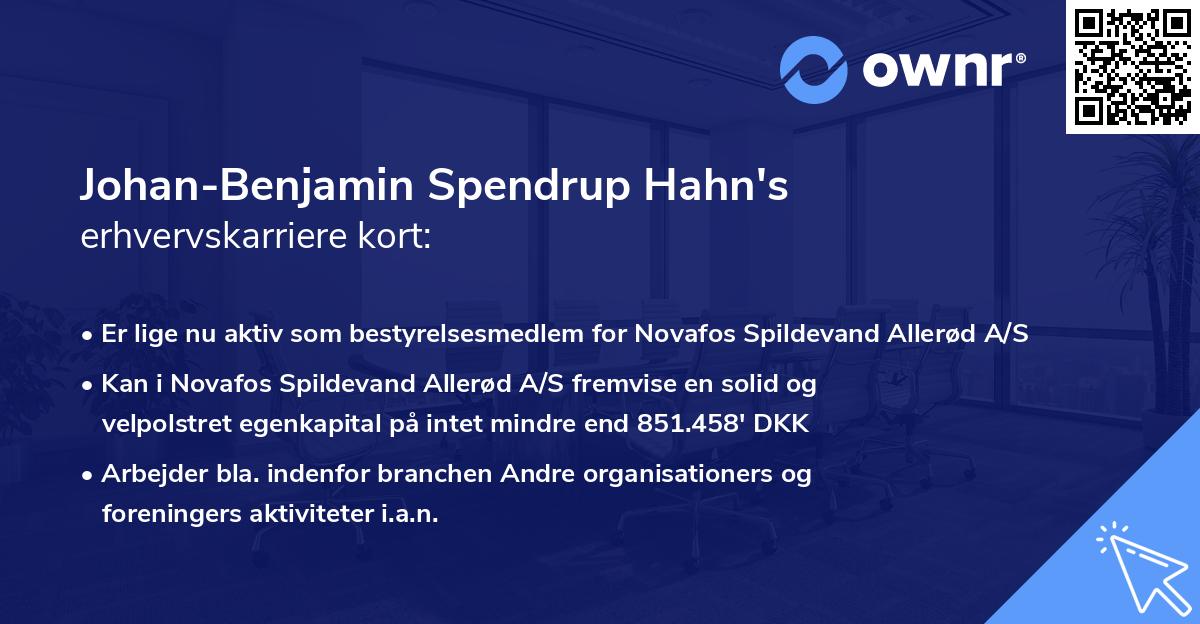 Johan-Benjamin Spendrup Hahn's erhvervskarriere kort