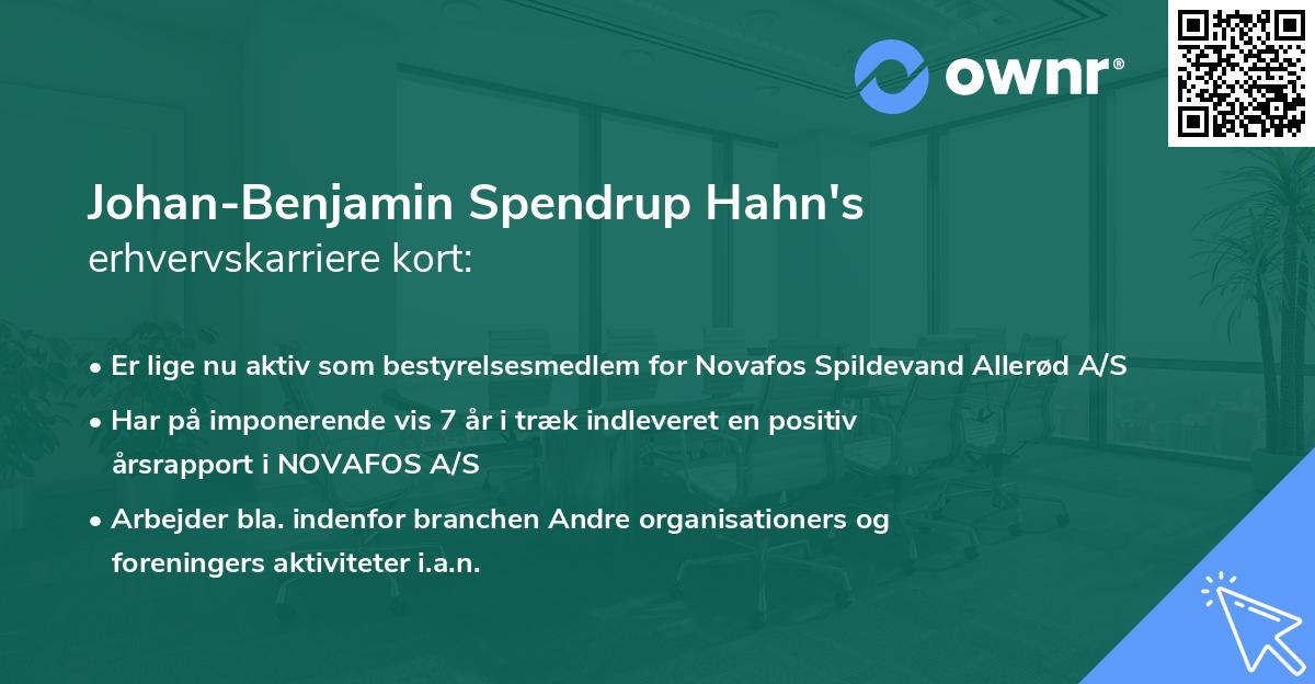 Johan-Benjamin Spendrup Hahn's erhvervskarriere kort