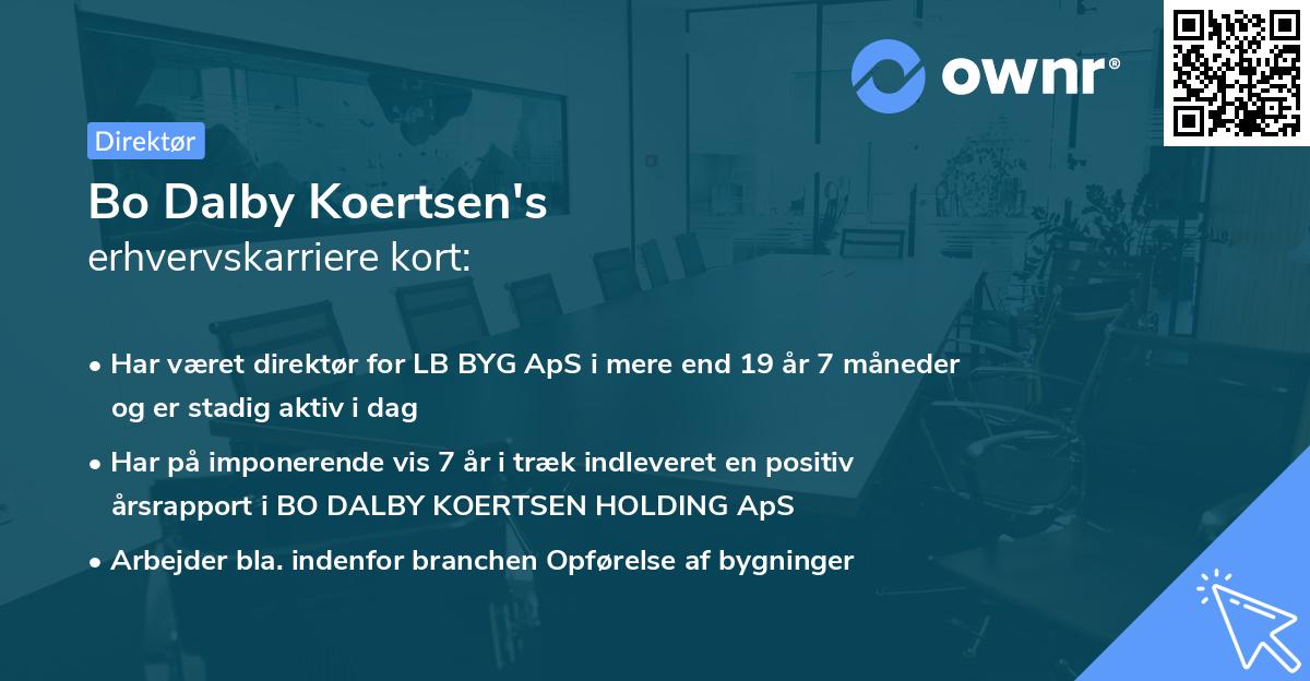 Bo Dalby Koertsen's erhvervskarriere kort