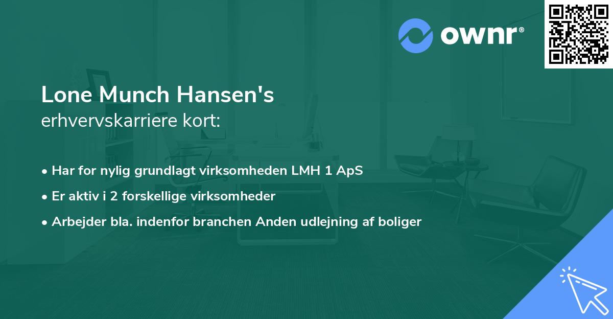 Lone Munch Hansen's erhvervskarriere kort
