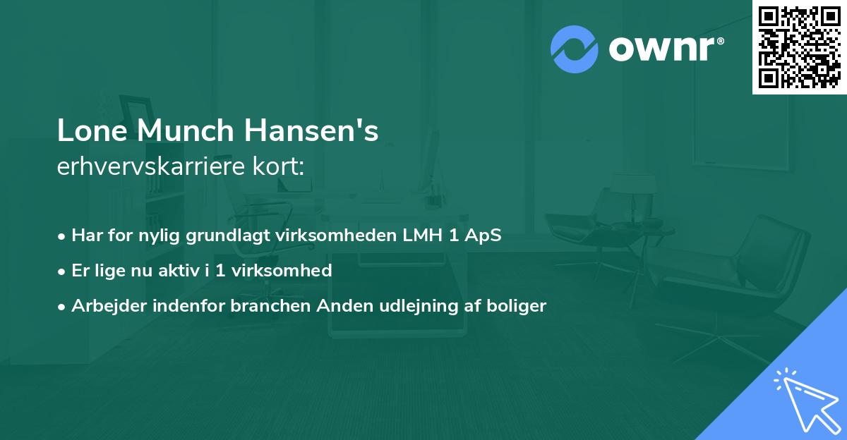 Lone Munch Hansen's erhvervskarriere kort