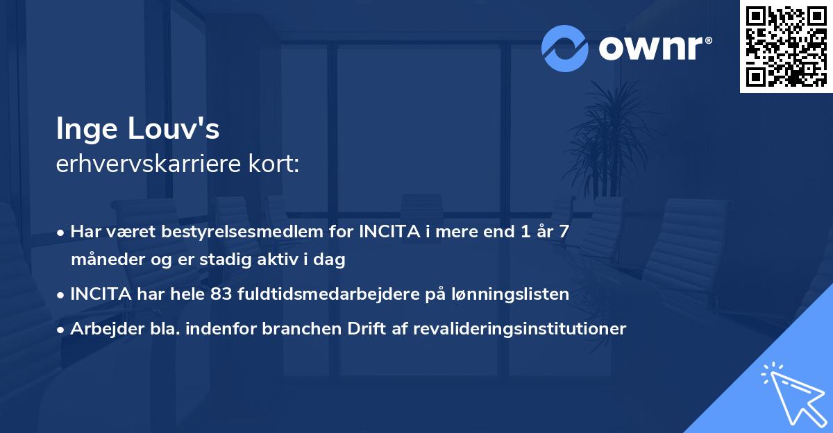 Inge Louv's erhvervskarriere kort