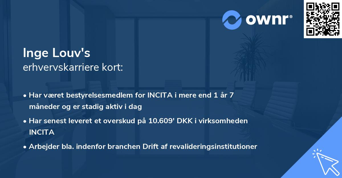 Inge Louv's erhvervskarriere kort