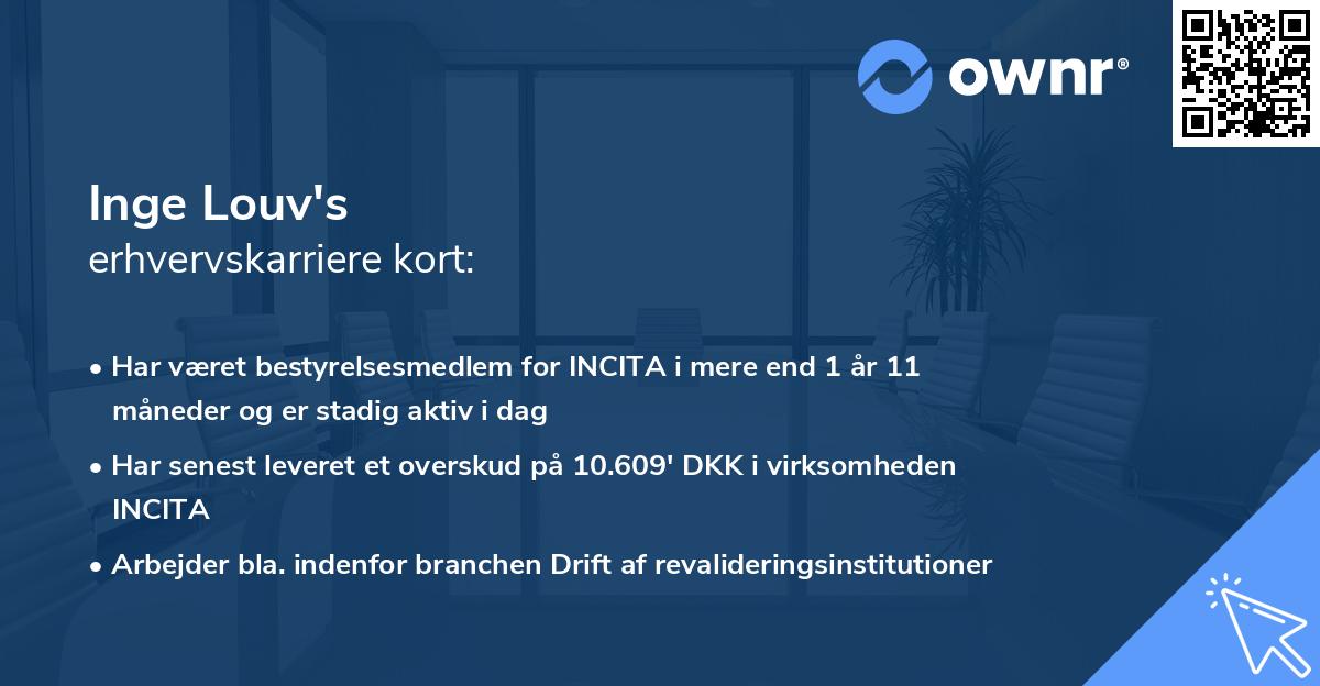 Inge Louv's erhvervskarriere kort