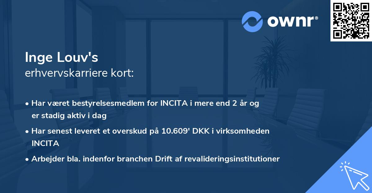 Inge Louv's erhvervskarriere kort